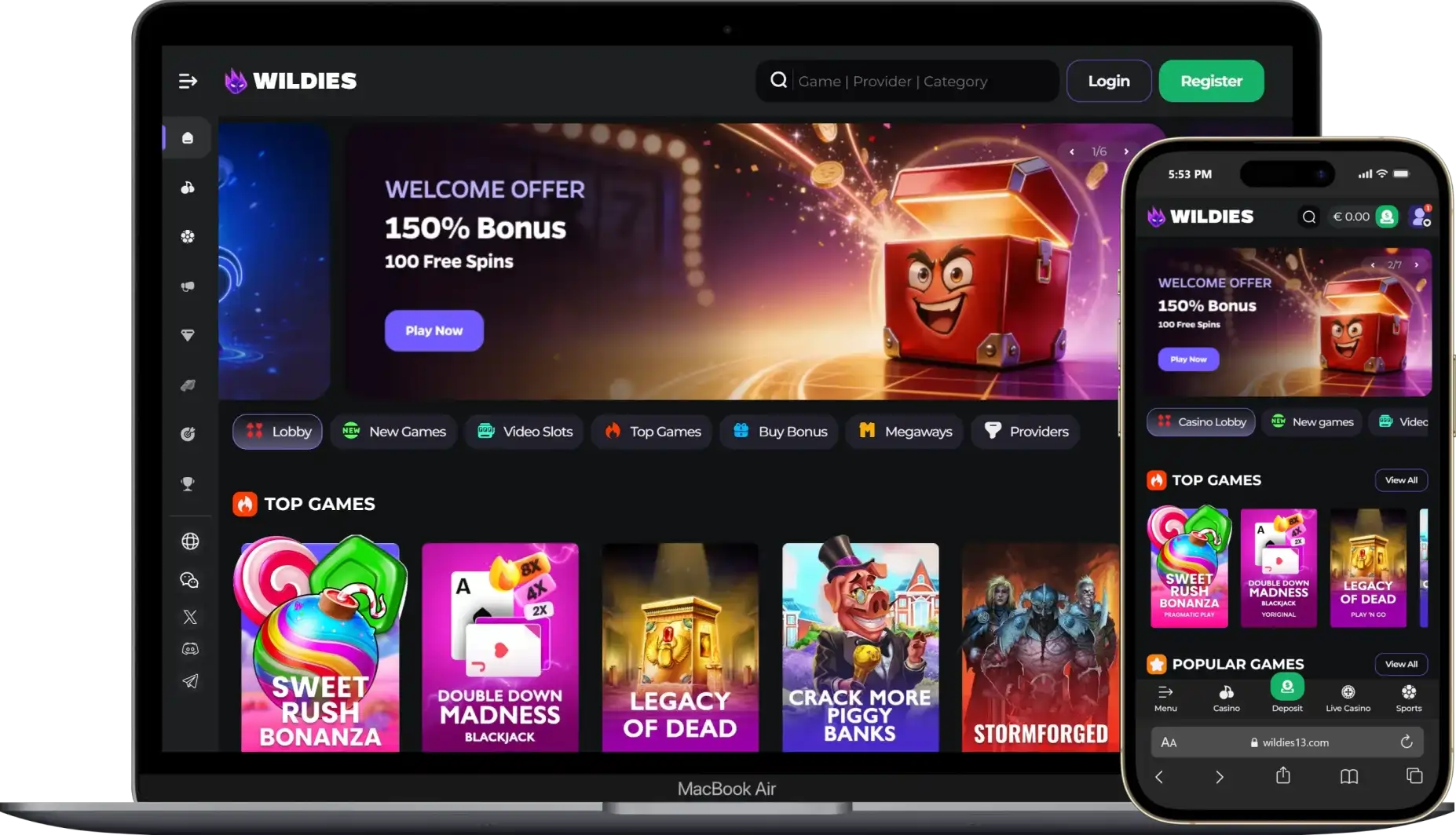 Wildies Casino App Screenshot